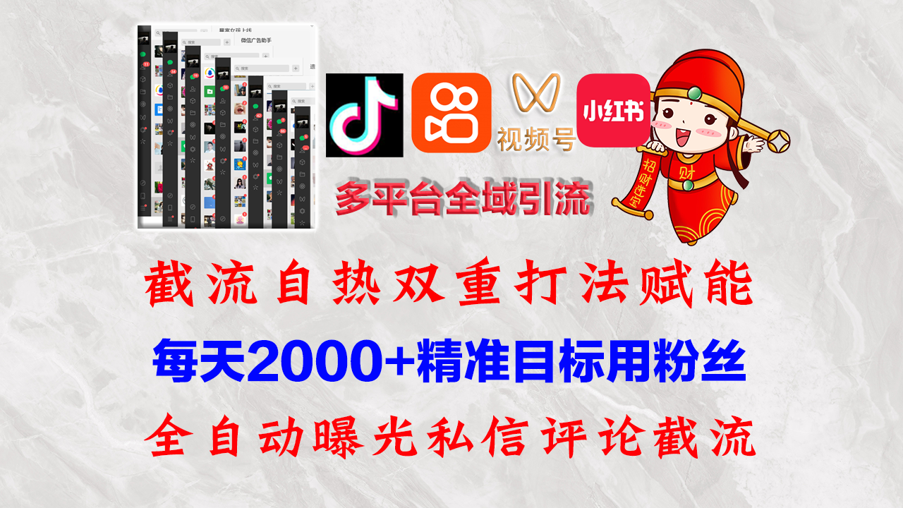 （12559期）快手，抖音，小红书，视频号多平台全自动引流获客系统 精准全域引流，…-网赚联盟