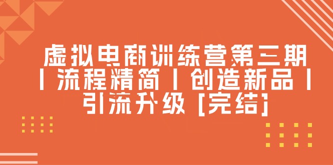 （10960期）虚拟电商训练营第三期丨流程精简丨创造新品丨引流升级 [完结]-网赚联盟