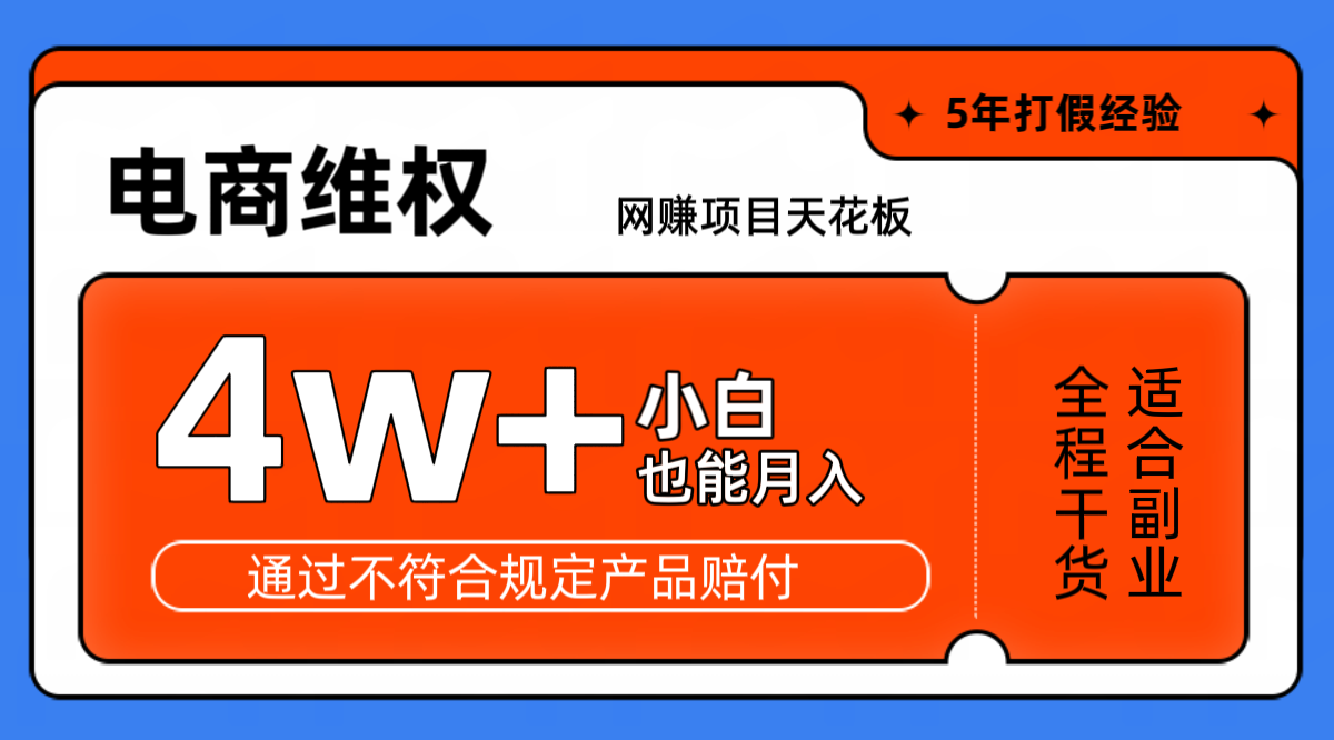 网赚项目天花板电商购物维权月收入稳定4w+独家玩法小白也能上手-网赚联盟