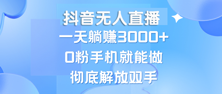 （13038期）抖音无人直播，一天躺赚3000+，0粉手机就能做，新手小白均可操作-网赚联盟