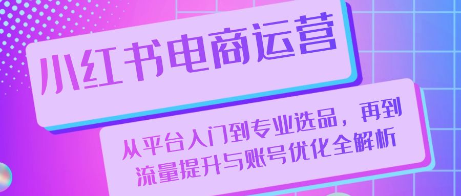 （13043期）小红书电商运营：从平台入门到专业选品，再到流量提升与账号优化全解析-网赚联盟