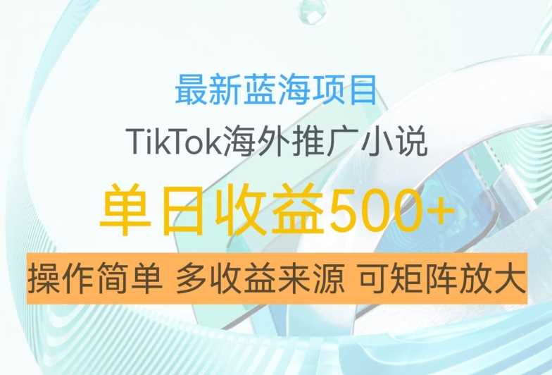 最新蓝海项目，利用tiktok海外推广小说赚钱佣金，简单易学，日入500+，可矩阵放大【揭秘】-网赚联盟