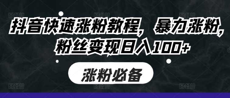 抖音快速涨粉教程，暴力涨粉，粉丝变现日入100+-网赚联盟