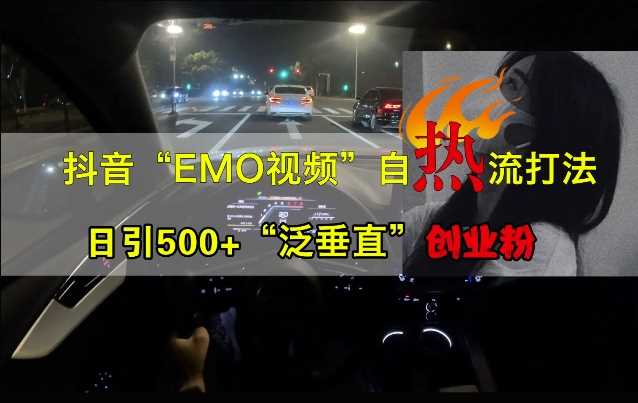 抖音EMO视频自热打法，日引500+“泛垂直”创业粉-网赚联盟
