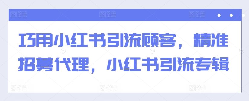 巧用小红书引流顾客，精准招募代理，小红书引流专辑-网赚联盟