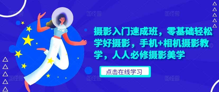 摄影入门速成班，零基础轻松学好摄影，手机+相机摄影教学，人人必修摄影美学-网赚联盟
