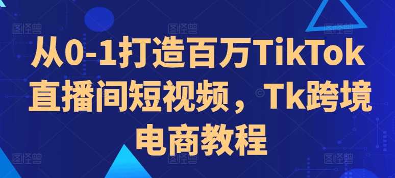 从0-1打造百万TikTok直播间短视频，Tk跨境电商教程-网赚联盟