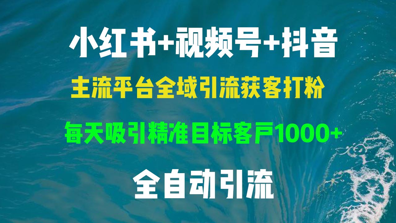 （13104期）小红书，视频号，抖音主流平台全域引流获客打粉，每天吸引精准目标客户…-网赚联盟