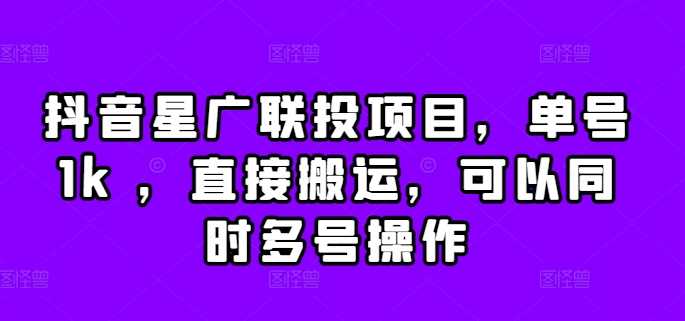 抖音星广联投项目，单号1k ，直接搬运，可以同时多号操作【揭秘】-网赚联盟