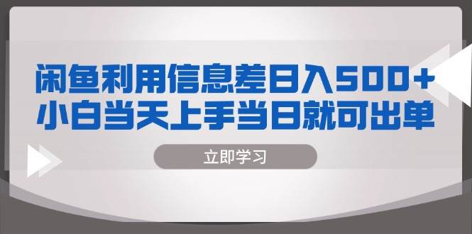 （13170期）闲鱼利用信息差 日入500+  小白当天上手 当日就可出单-网赚联盟