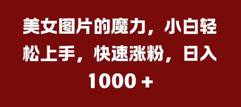 美女图片的魔力，小白轻松上手，快速涨粉，日入几张【揭秘】-网赚联盟