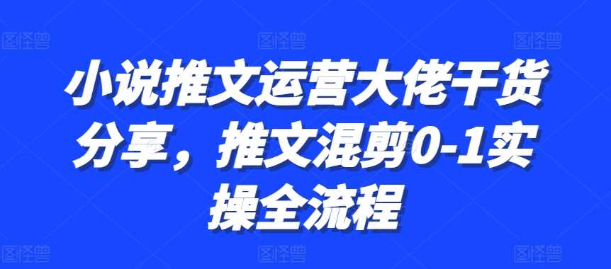 小说推文运营大佬干货分享，推文混剪0-1实操全流程-网赚联盟