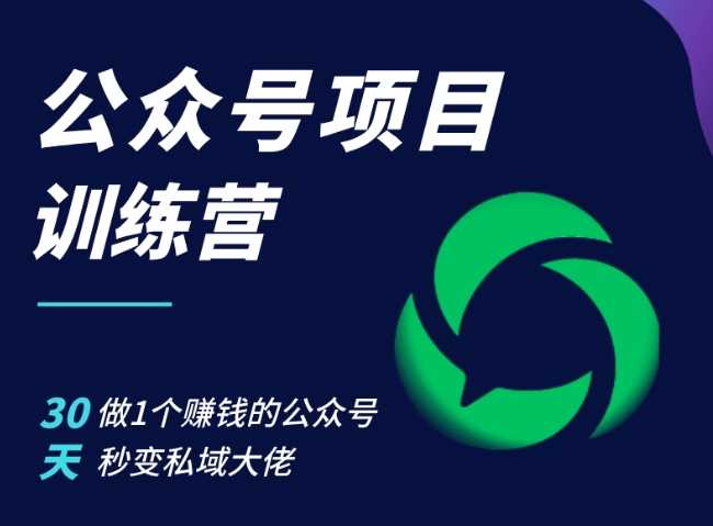 公众号项目训练营，30天做1个赚钱的公众号，秒变私域大佬-网赚联盟