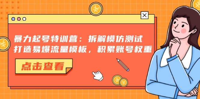 （13184期）暴力起号特训营：拆解模仿测试，打造易爆流量模板，积累账号权重-网赚联盟