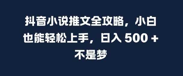 抖音小说推文全攻略，小白也能轻松上手，日入 5张+ 不是梦【揭秘】-网赚联盟