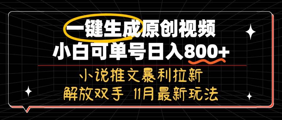 （13215期）11月最新玩法小说推文暴利拉新，一键生成原创视频，小白可单号日入800+…-网赚联盟