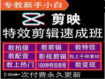 剪映特效教程和运营变现教程，特效剪辑速成班，专教新手小白-网赚联盟