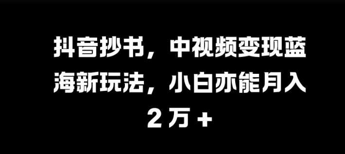 抖音抄书，中视频变现蓝海新玩法，小白亦能月入 过W【揭秘】-网赚联盟