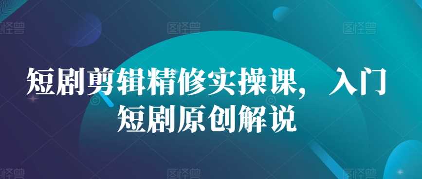短剧剪辑精修实操课，入门短剧原创解说-网赚联盟