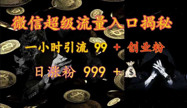 微信超级流量入口揭秘：一小时引流 99 + 创业粉，日涨粉 999 +-网赚联盟