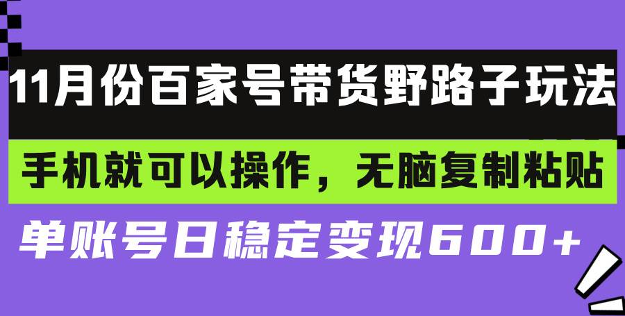 （13281期）百家号带货野路子玩法 手机就可以操作，无脑复制粘贴 单账号日稳定变现…-网赚联盟