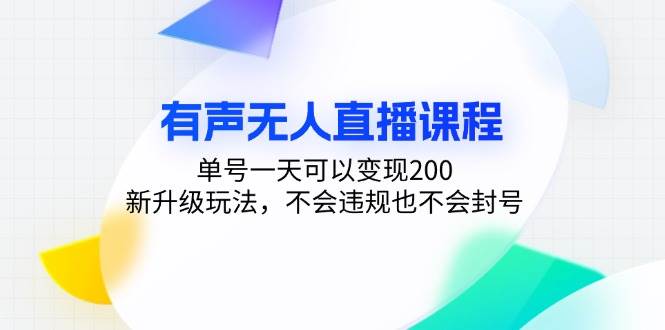 （13287期）有声无人直播课程，单号一天可以变现200，新升级玩法，不会违规也不会封号-网赚联盟