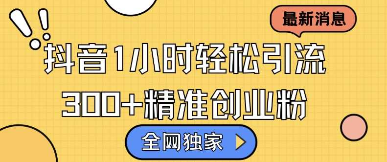 全网独家抖音引流，轻松日引300+精准创业粉【揭秘】-网赚联盟