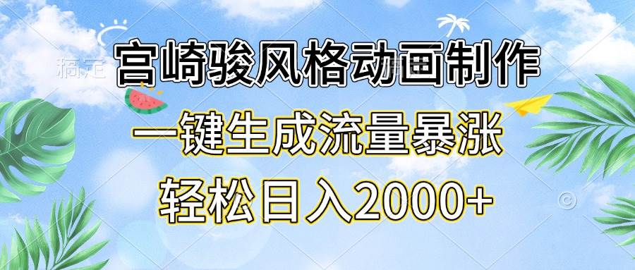 （13386期）宫崎骏风格动画制作，一键生成流量暴涨，轻松日入2000+-网赚联盟