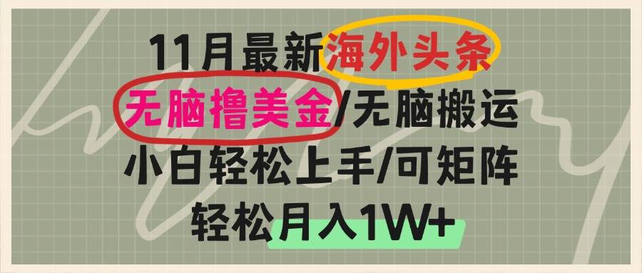 （13390期）海外头条，无脑搬运撸美金，小白轻松上手，可矩阵操作，轻松月入1W+-网赚联盟