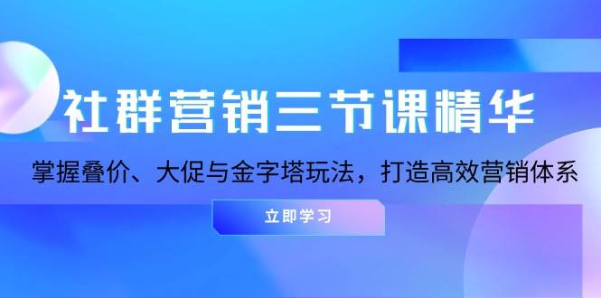 （13431期）社群营销三节课精华：掌握叠价、大促与金字塔玩法，打造高效营销体系-网赚联盟