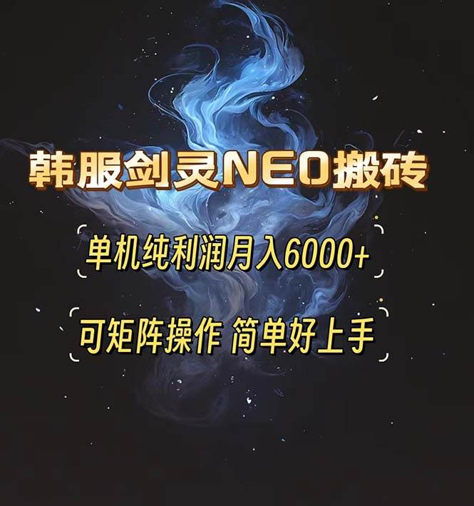 （13435期）韩服剑灵NEO搬砖攻略，单机纯利润月入6000+ 可矩阵操作，简单好上手。-网赚联盟