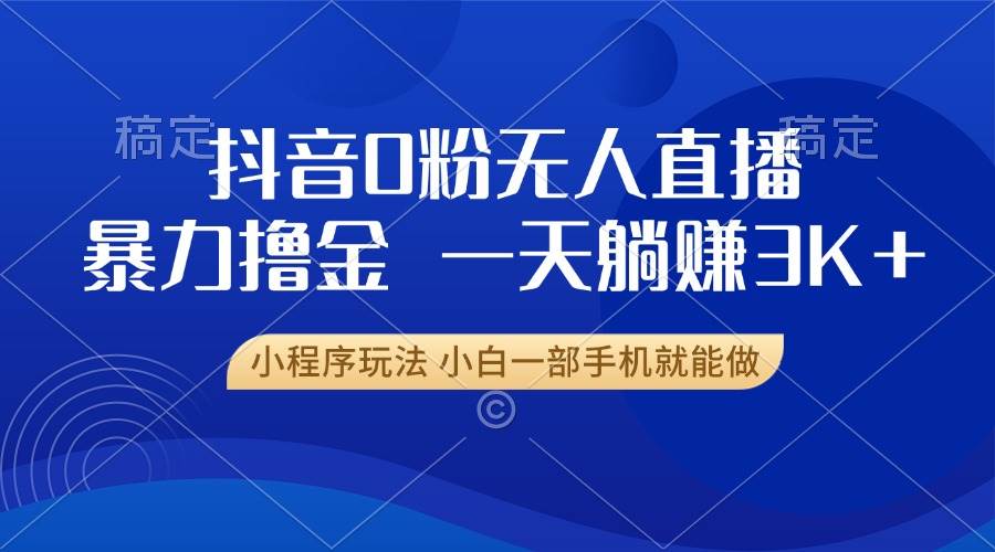 （13449期）抖音0粉无人直播暴力掘金，一天躺赚3K+，小白一部手机就能做-网赚联盟