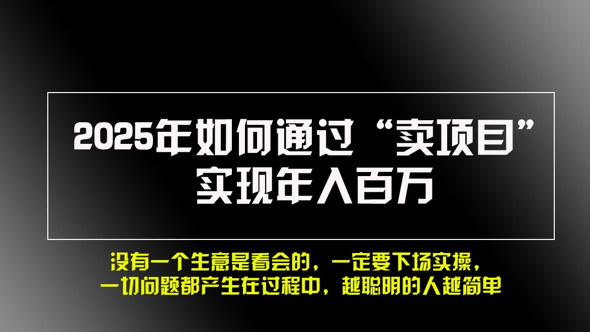 2025年如何通过“卖项目”实现年入百万-网赚联盟