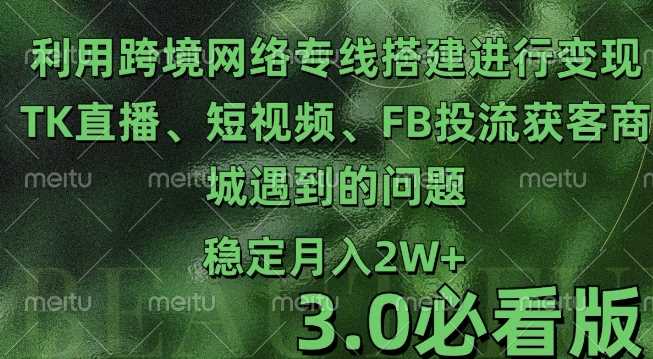 利用跨境电商网络及搭建TK直播、短视频、FB投流获客以及商城遇到的问题进行变现3.0必看版【揭秘】-网赚联盟