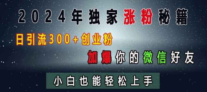 2024年独家涨粉秘籍，日引流300+创业粉，加爆你的微信好友，小白也能轻松上手-网赚联盟