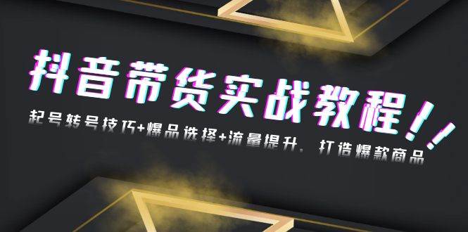 （13526期）抖音带货实战教程：起号转号技巧+爆品选择+流量提升，打造爆款商品-网赚联盟