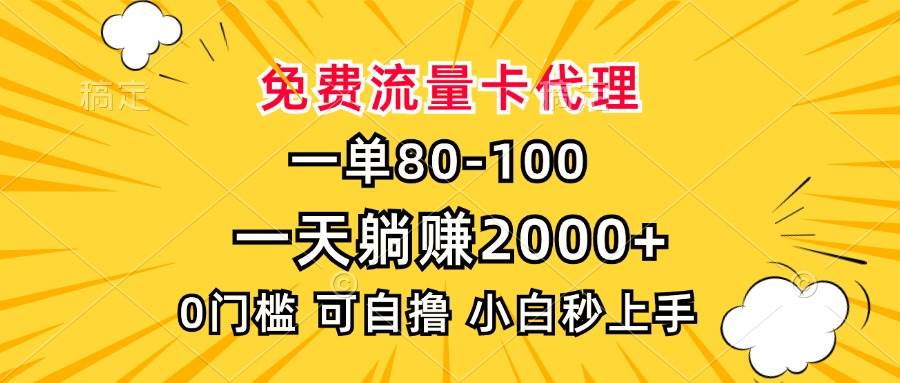 （13551期）一单80，免费流量卡代理，一天躺赚2000+，0门槛，小白也能轻松上手-网赚联盟