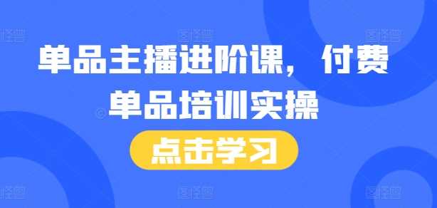 单品主播进阶课，付费单品培训实操，46节完整+话术本-网赚联盟