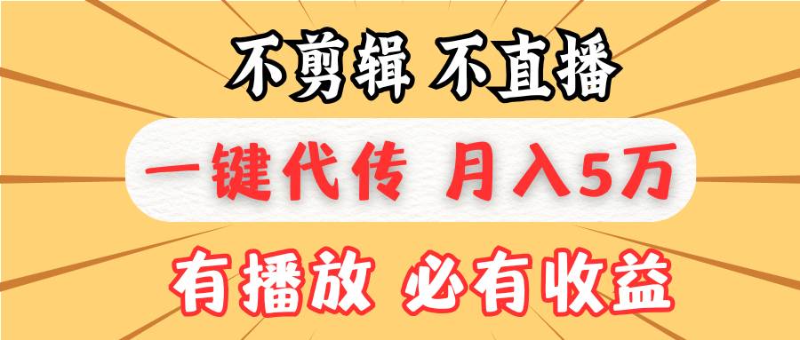 （13555期）不剪辑不直播，一键代发，月入5万懒人必备，我出视频你来发-网赚联盟
