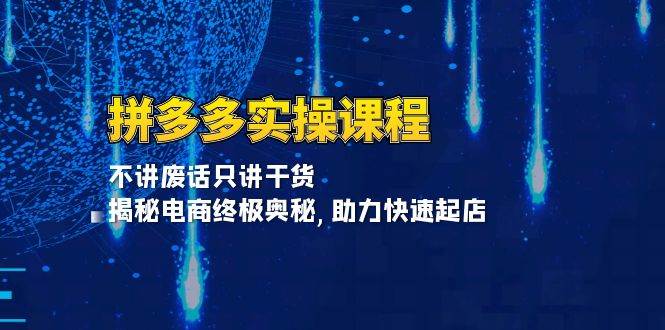 （13577期）拼多多实操课程：不讲废话只讲干货, 揭秘电商终极奥秘,助力快速起店-网赚联盟