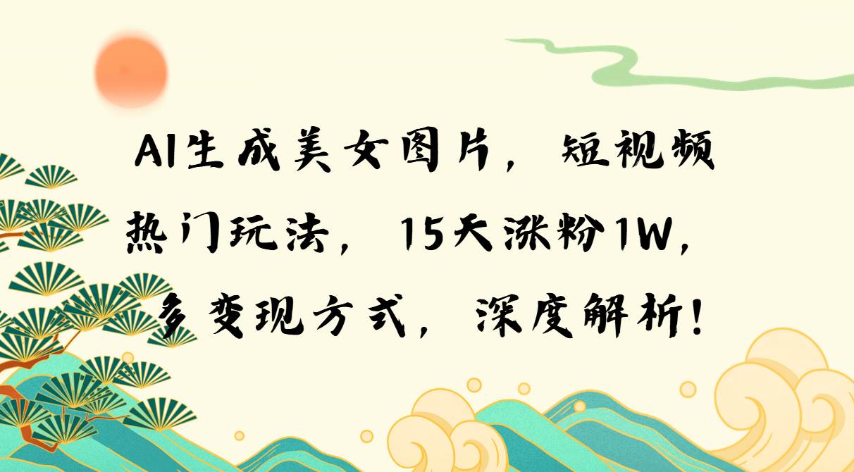 （13581期）AI生成美女图片，短视频热门玩法，15天涨粉1W，多变现方式，深度解析!-网赚联盟