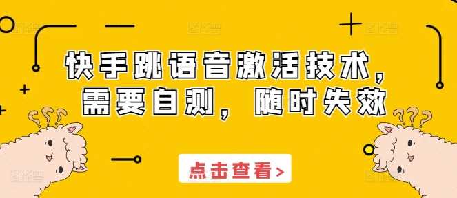 快手跳语音激活技术，需要自测，随时失效-网赚联盟