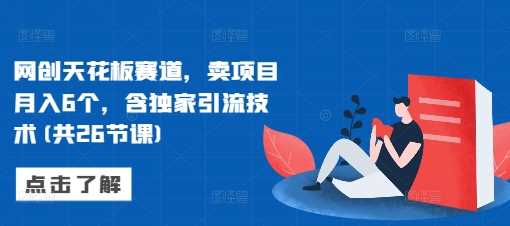 网创天花板赛道，卖项目月入6个，含独家引流技术(共26节课)-网赚联盟