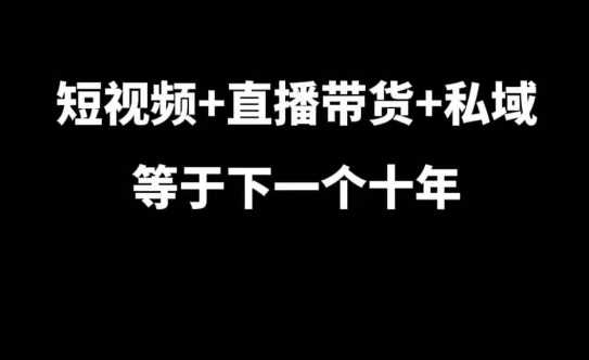 短视频+直播带货+私域等于下一个十年，大佬7年实战经验总结-网赚联盟