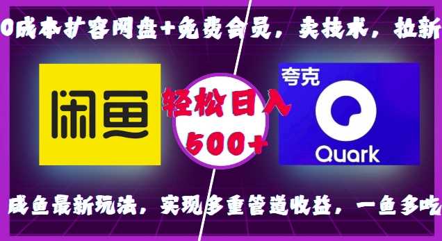 0成本扩容网盘+免费会员，卖技术，拉新，咸鱼最新玩法，实现多重管道收益，一鱼多吃，轻松日入500+-网赚联盟