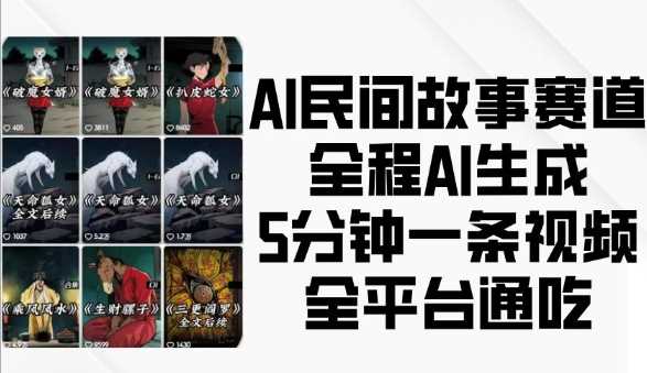 AI民间故事赛道，全程AI生成5分钟一条视频，全平台通吃-网赚联盟