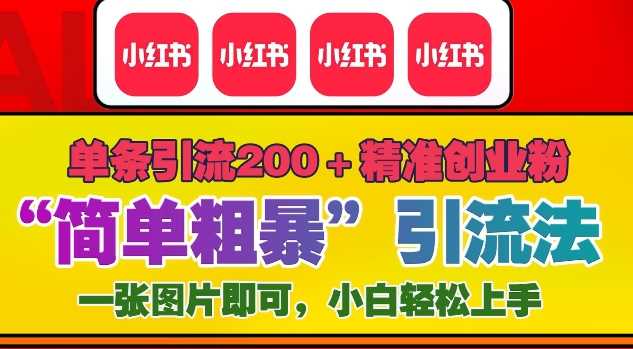 12月底小红书”简单粗暴“引流法，单条引流200+精准创业粉-网赚联盟