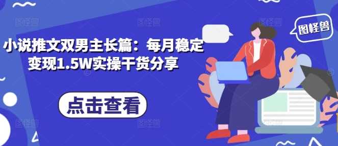 小说推文双男主长篇：每月稳定变现1.5W实操干货分享-网赚联盟