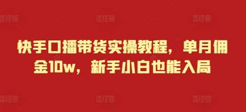快手口播带货实操教程，单月佣金10w，新手小白也能入局-网赚联盟