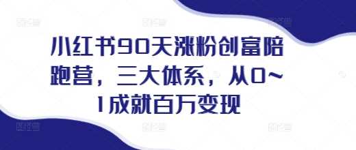 小红书90天涨粉创富陪跑营，​三大体系，从0~1成就百万变现，做小红书的最后一站-网赚联盟